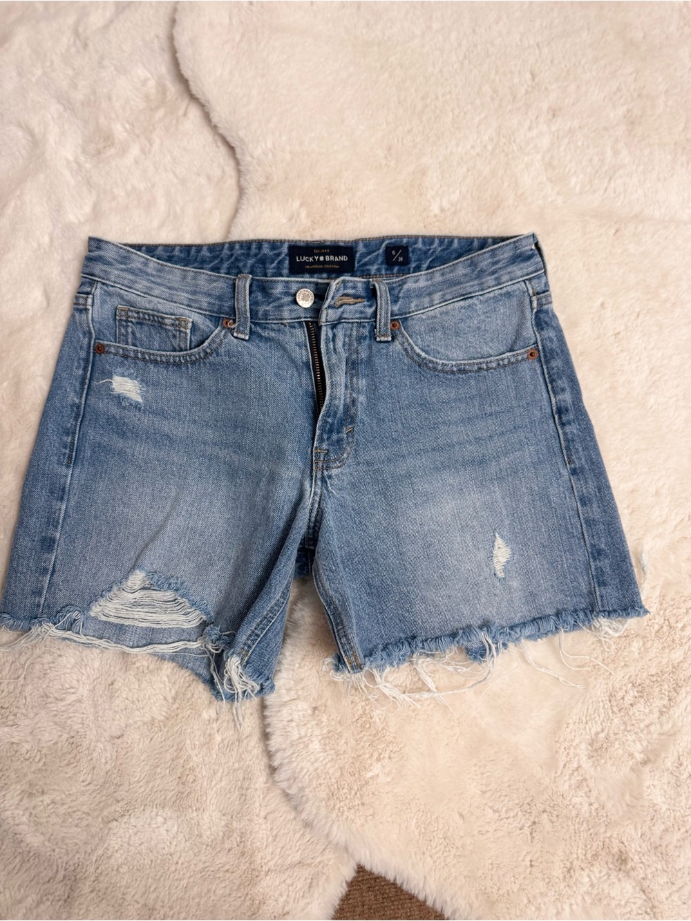 Lucky Brand Light Blue Distressed Cutoff Denim Shorts